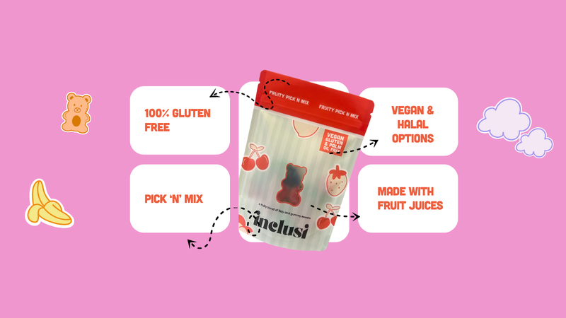Inclusi fruity pouch with health information