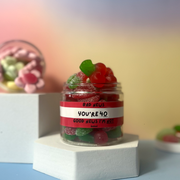 Inclusi Colourful Pick N' Mix bad news you're 40, good news I'm not funny birthday gift
