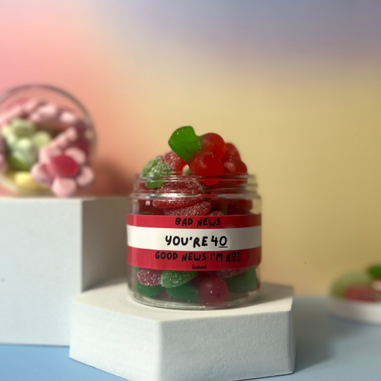 Inclusi Colourful Pick N' Mix bad news you're 40, good news I'm not funny birthday gift