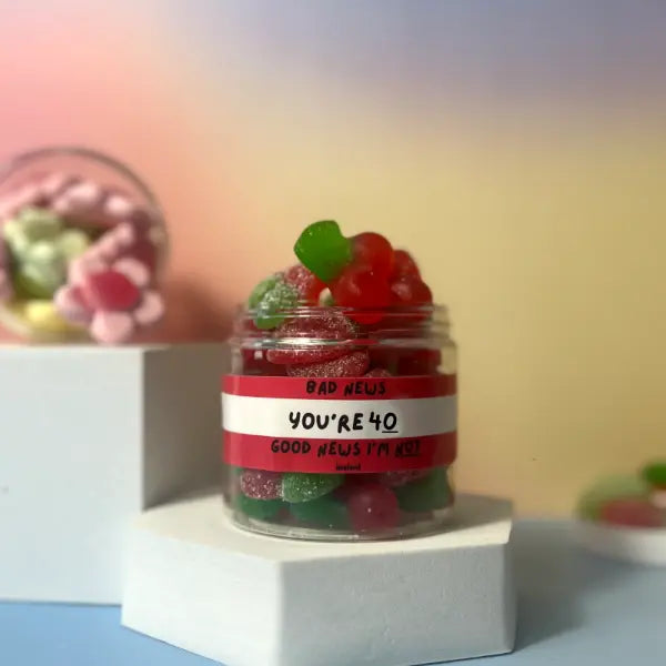 Inclusi Colourful Pick N' Mix bad news you're 40, good news I'm not funny birthday gift