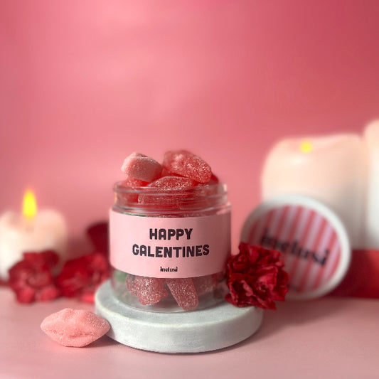 Red lips sweets, happy galentines vegan sweet jar 