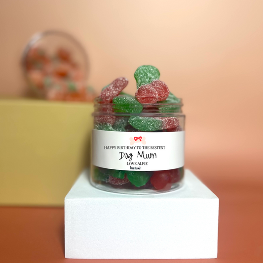 Jar of vegan and gluten free birthday dog mum gift