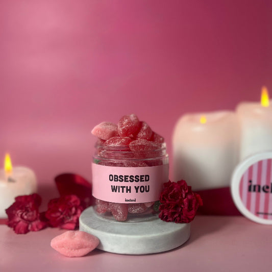 Inclusi vegan and gluten free valentines red lips sweets, obsessed with you 