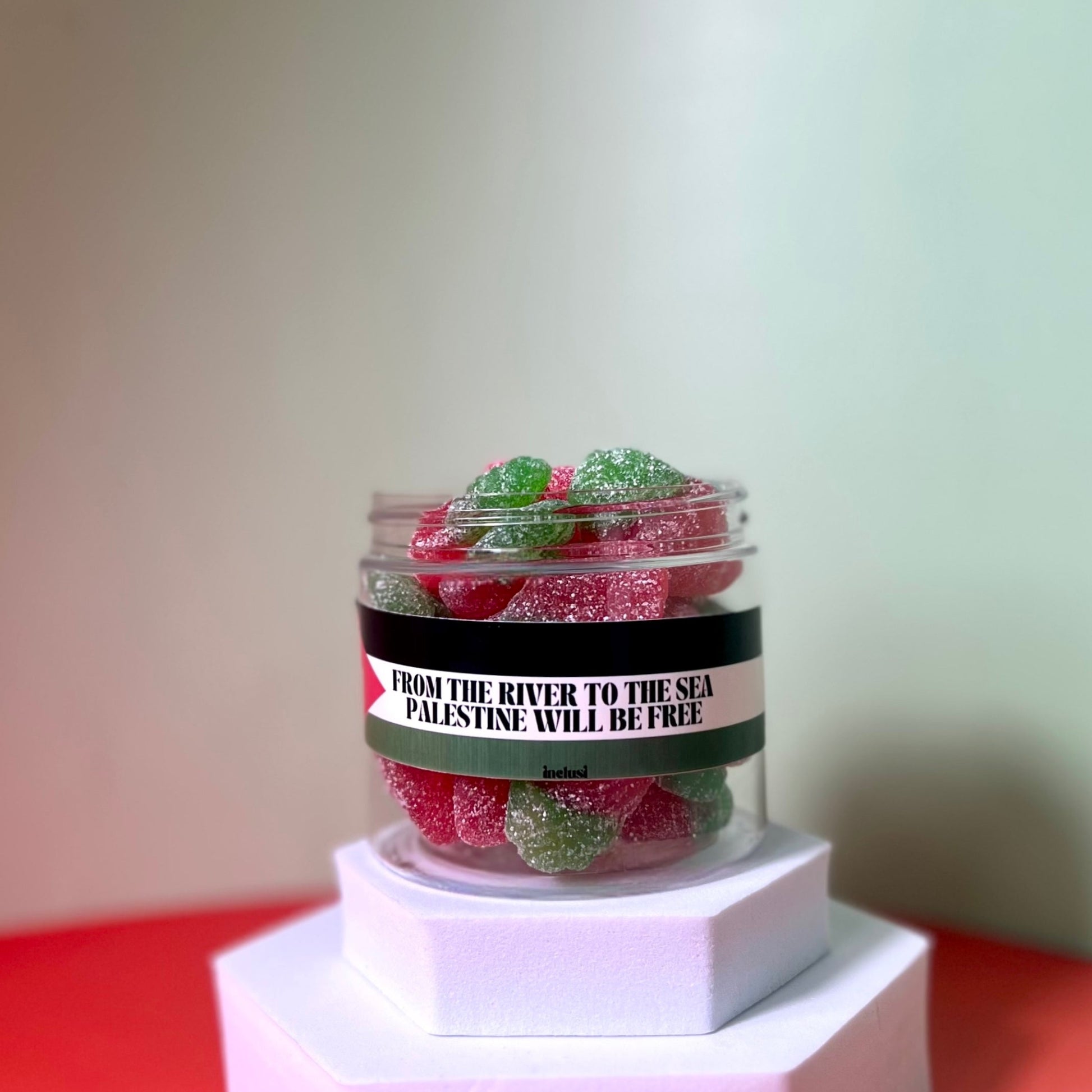 Jar of Halal watermelon sweets for Palestine, profits for charity